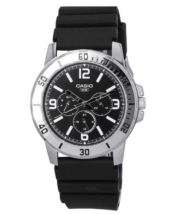 Orologio da uomo Casio standard analogico cinturino in resina quadrante nero al quarzo MTP-VD300-1B MTPVD300-1B