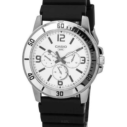 Orologio da uomo Casio standard analogico cinturino in resina quadrante bianco quarzo MTP-VD300-7B MTPVD300-7B