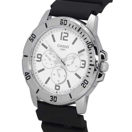 Orologio da uomo Casio standard analogico cinturino in resina quadrante bianco quarzo MTP-VD300-7B MTPVD300-7B