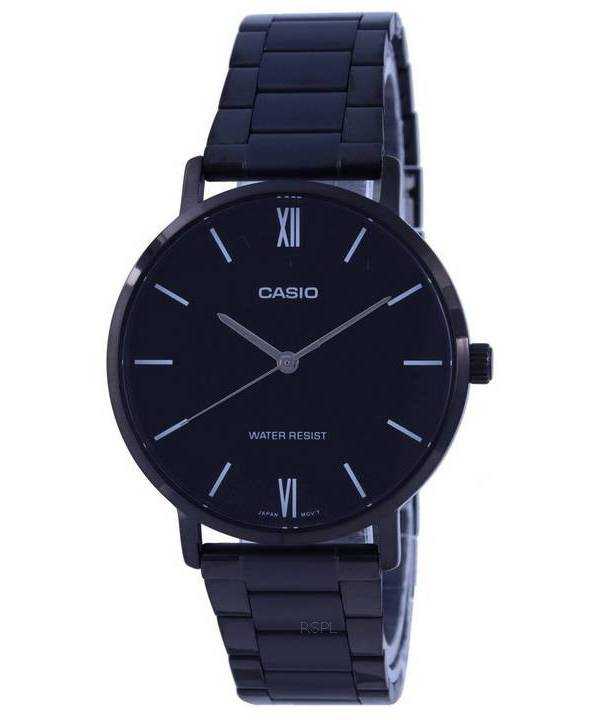 Orologio da uomo Casio quadrante nero in acciaio inossidabile analogico MTP-VT01B-1B MTPVT01B-1