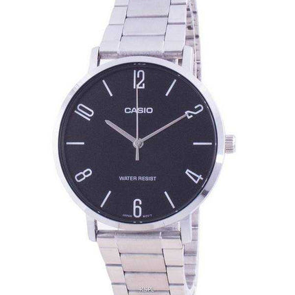 Orologio da uomo Casio quadrante nero in acciaio inossidabile al quarzo MTP-VT01D-1B2 MTPVT01D-1B2