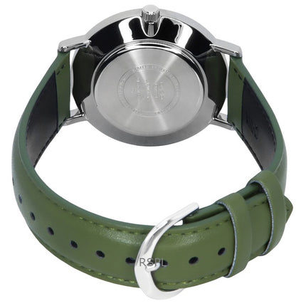 Casio Standard Analogico Cinturino in Pelle Verde Quadrante Bianco Quarzo MTP-VT03L-7B Orologio da Uomo