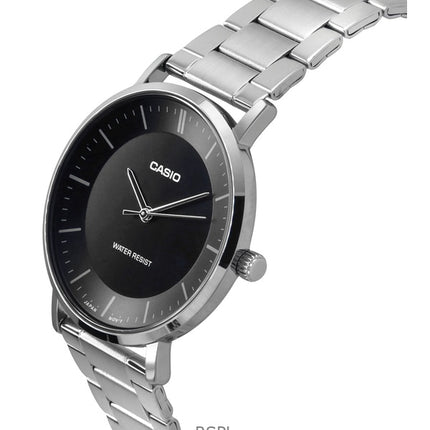 Orologio da uomo Casio Standard Analogico in acciaio inossidabile con quadrante nero al quarzo MTP-VT04D-1E