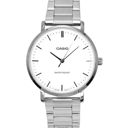 Orologio da uomo Casio Standard Analogico in acciaio inossidabile con quadrante bianco al quarzo MTP-VT04D-7E