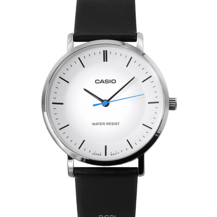 Orologio da uomo Casio Standard Analogico Cinturino in pelle Quadrante bianco Quarzo MTP-VT04L-7E