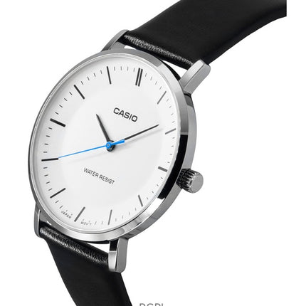 Orologio da uomo Casio Standard Analogico Cinturino in pelle Quadrante bianco Quarzo MTP-VT04L-7E
