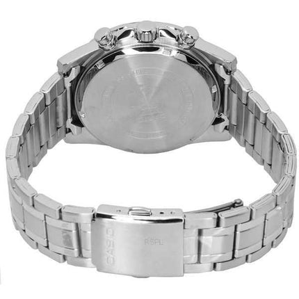Orologio da uomo Casio standard analogico in acciaio inossidabile con quadrante nero al quarzo MTP-W500D-1A MTPW500D-1