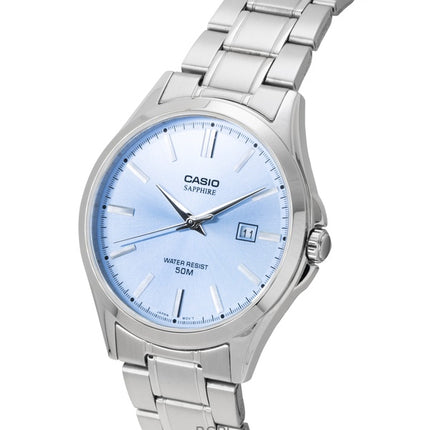 Orologio da uomo Casio Standard Analogico in acciaio inossidabile con quadrante blu chiaro al quarzo MTS-115D-2A2V