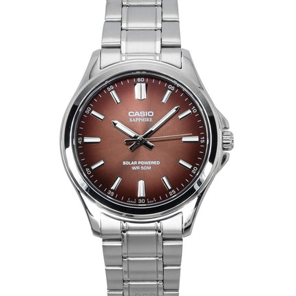 Orologio da uomo Casio Standard Analogico Acciaio inossidabile Quadrante marrone Solar MTS-RS100D-5A