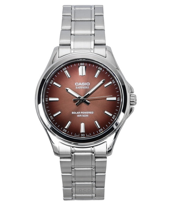 Orologio da uomo Casio Standard Analogico Acciaio inossidabile Quadrante marrone Solar MTS-RS100D-5A