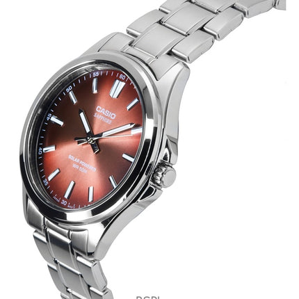 Orologio da uomo Casio Standard Analogico Acciaio inossidabile Quadrante marrone Solar MTS-RS100D-5A