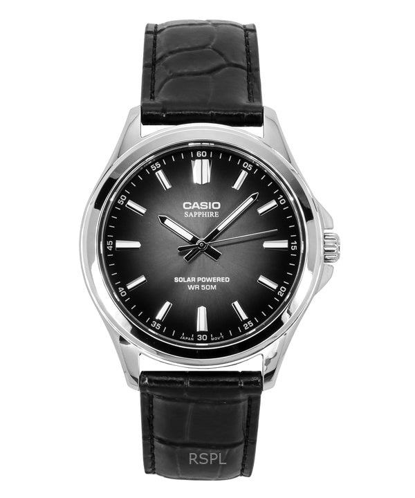 Orologio Casio Standard Analogico Cinturino in Pelle Quadrante Nero Solare MTS-RS100L-1AV Uomo