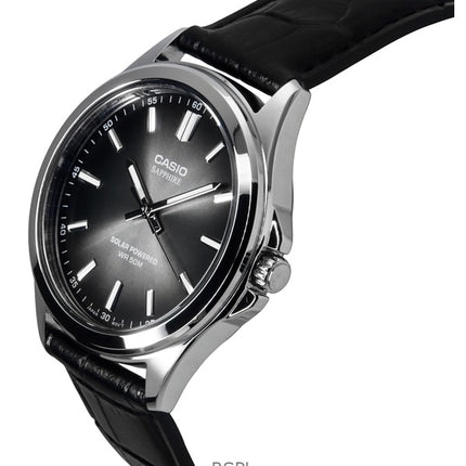 Orologio Casio Standard Analogico Cinturino in Pelle Quadrante Nero Solare MTS-RS100L-1AV Uomo