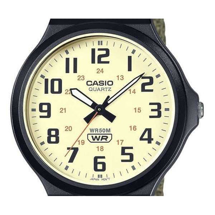 Orologio da uomo Casio Standard Analogico Cinturino in tessuto Quadrante beige Quarzo MW-240B-3BV