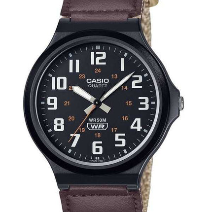 Orologio da uomo Casio MW-240B-5BV con cinturino in tessuto analogico standard quadrante nero al quarzo