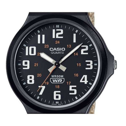 Orologio da uomo Casio MW-240B-5BV con cinturino in tessuto analogico standard quadrante nero al quarzo