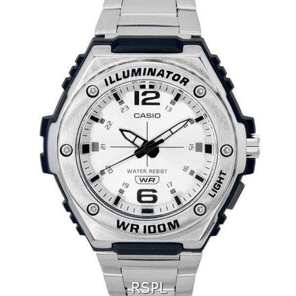 Orologio da uomo Casio analogico quadrante argento al quarzo MWA-100HD-7A MWA100HD-7 100M