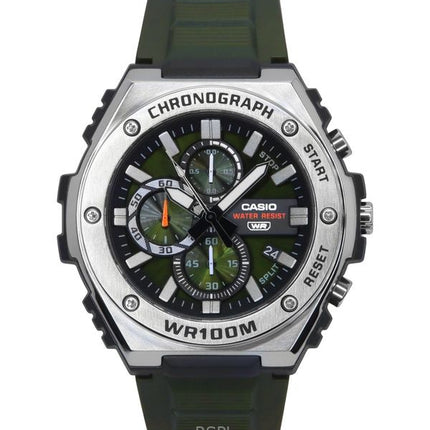 Orologio da uomo Casio Standard Analog Chronograph con cinturino in resina e quadrante verde al quarzo MWA-300H-3AV 100M