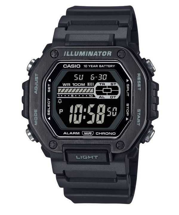 Casio Standard Digital Cinturino in resina nera Quadrante blu Quarzo MWD-110HB-1BV 100M Orologio da uomo