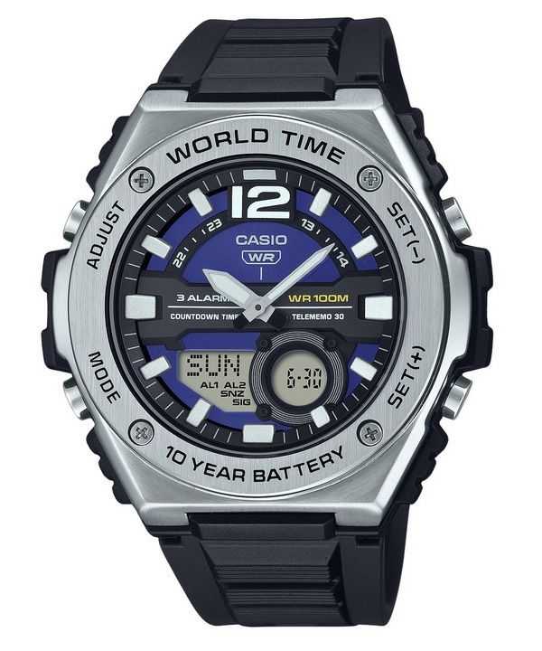 Casio Standard Analog Digital Resin Strap Quadrante Blu Quarzo MWQ-100-2AV 100M Orologio da Uomo