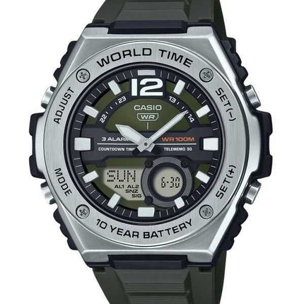 Casio Standard Analog Digital Resin Strap Green Dial Quartz MWQ-100-3AV 100M Orologio da uomo
