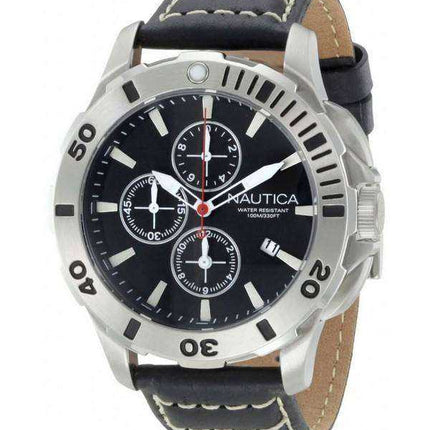 Cronografo Nautica in pelle nera con chiusura N18641G