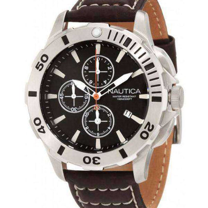 Orologio da uomo Nautica Chronograph in pelle marrone N18643G