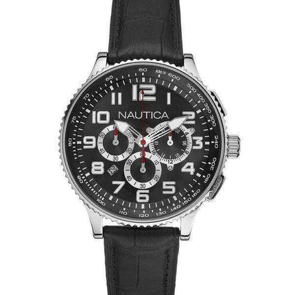 Cronografo Nautica in pelle nera N22596M