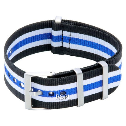 Rapporto NATO19 Cinturino per orologio in nylon nero e blu da 22 mm