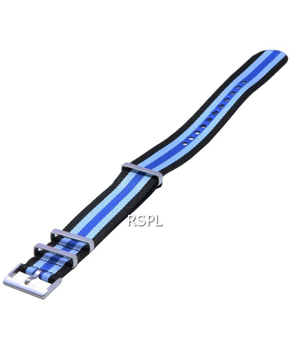 Cinturino per orologio da 22 mm in nylon nero e blu Ratio NATO20