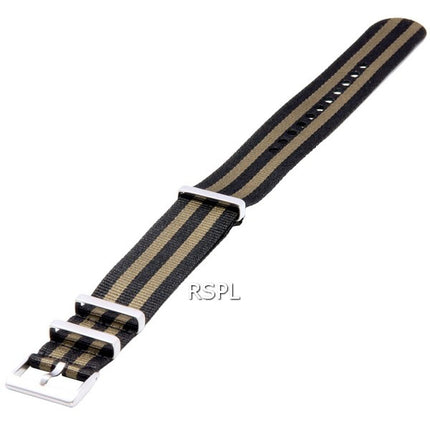 Cinturino per orologio da 22 mm in nylon kaki e nero con rapporto NATO21