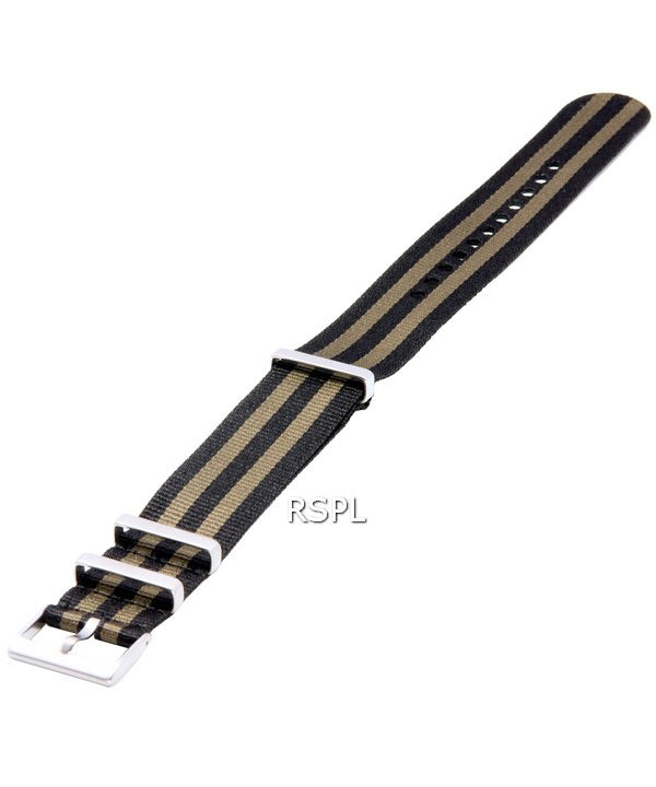 Cinturino per orologio da 22 mm in nylon kaki e nero con rapporto NATO21