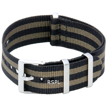 Cinturino per orologio da 22 mm in nylon kaki e nero con rapporto NATO21