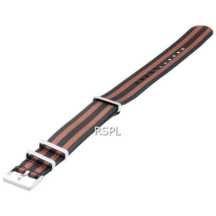 Rapporto NATO22 Cinturino per orologio in nylon marrone e nero da 22 mm