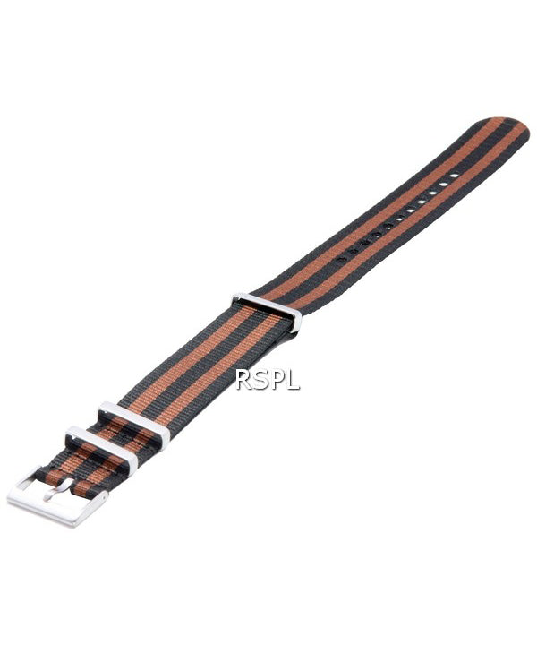 Rapporto NATO22 Cinturino per orologio in nylon marrone e nero da 22 mm