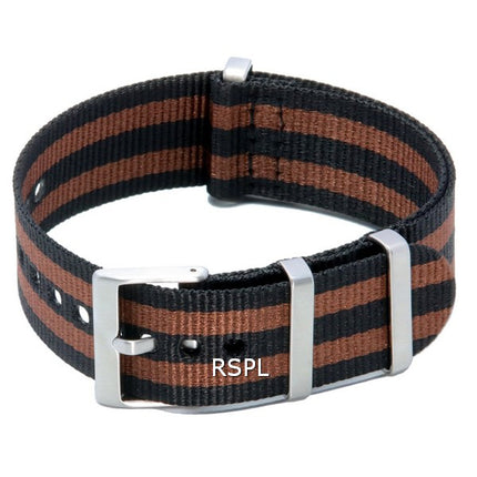 Rapporto NATO22 Cinturino per orologio in nylon marrone e nero da 22 mm