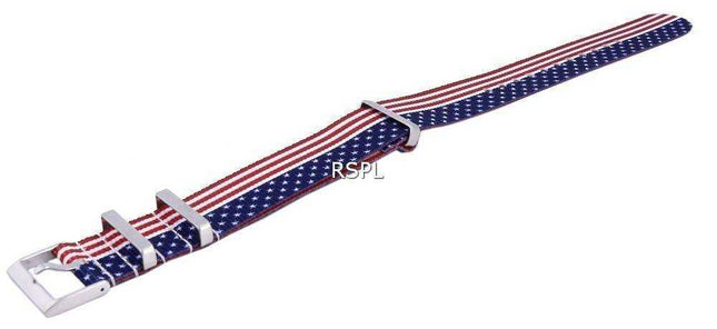 Rapporto NATO27 Cinturino per orologio in poliestere da 22 mm con motivo bandiera nazionale USA