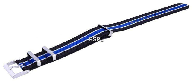 Cinturino per orologio da 22 mm in poliestere nero e blu Ratio NATO36