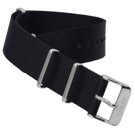 Ratio NATOR04 Cinturino per orologio in nylon nero da 20 mm