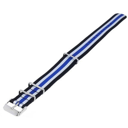Ratio NATOR06 Cinturino per orologio in poliestere multicolore nero bianco e blu 20 mm