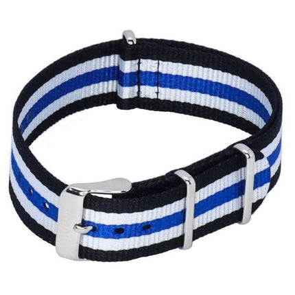 Ratio NATOR06 Cinturino per orologio in poliestere multicolore nero bianco e blu 20 mm
