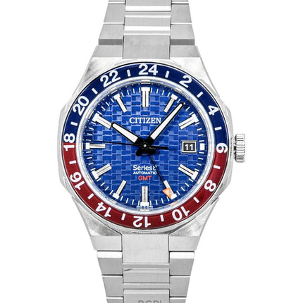 Orologio da uomo Citizen Series 8 880 GMT in acciaio inossidabile con quadrante blu automatico NB6030-59L 100M