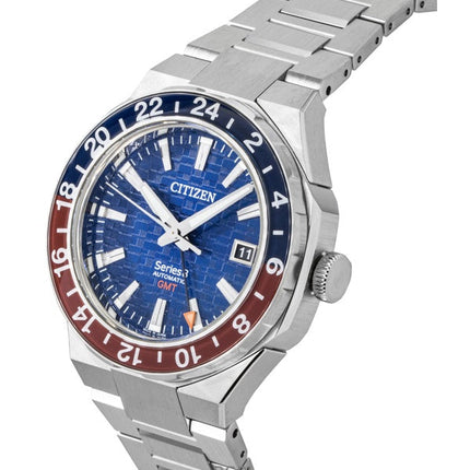 Orologio da uomo Citizen Series 8 880 GMT in acciaio inossidabile con quadrante blu automatico NB6030-59L 100M