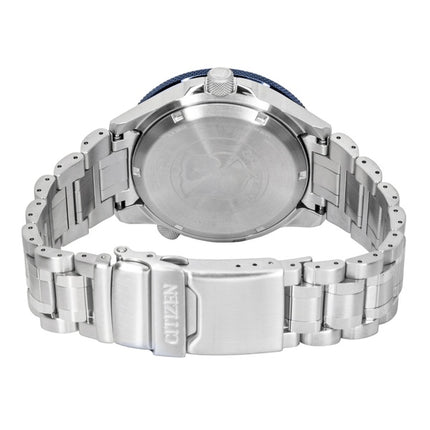 Orologio da uomo Citizen GMT analogico con quadrante blu navy in acciaio inossidabile, modello NB6044-54L, impermeabile fino a 200 metri.