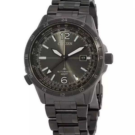 Orologio da pilota da uomo Citizen Promaster Air GMT in acciaio inossidabile con quadrante nero automatico NB6045-51H 200M
