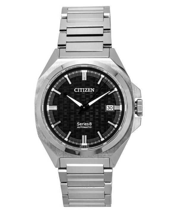 Orologio da uomo Citizen Series 8 in acciaio inossidabile con quadrante nero automatico NB6050-51E 100M