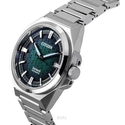Orologio da uomo Citizen Series 8 in acciaio inossidabile con quadrante verde automatico NB6050-51W 100M