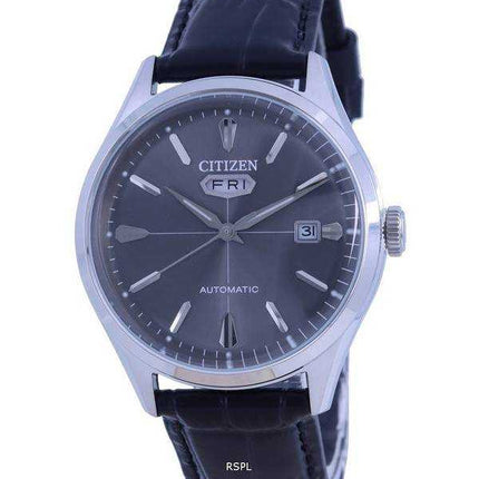 Orologio da uomo automatico NH8390-20H con cinturino in pelle quadrante nero Citizen C7