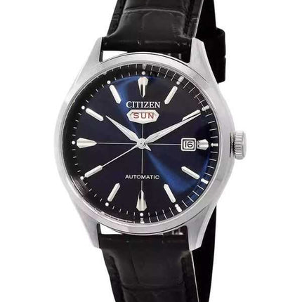 Orologio da uomo Citizen automatico con cinturino in pelle e quadrante blu NH8390-20L
