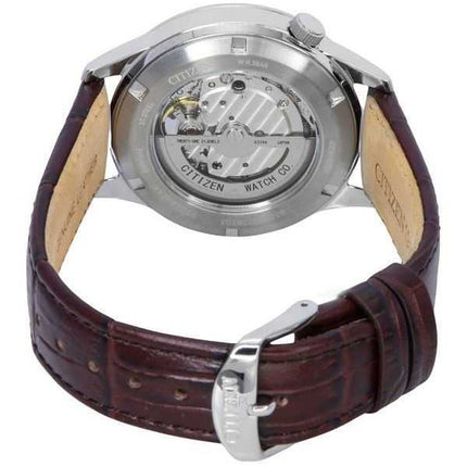 Citizen cinturino in pelle di vitello cuore aperto quadrante avorio automatico NH9130-17A orologio da uomo